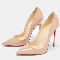 Pre Owned Christian Louboutin Beige Patent Leather So Kate Pumps Size 36.5