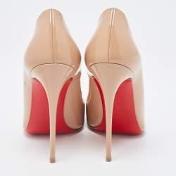Pre Owned Christian Louboutin Beige Patent Leather So Kate Pumps Size 36.5