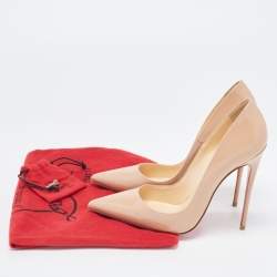 Pre Owned Christian Louboutin Beige Patent Leather So Kate Pumps Size 36.5