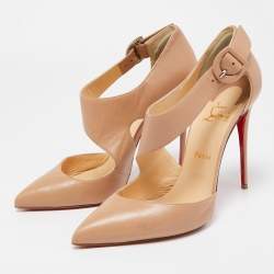 مملوكة مسبقًا Christian Louboutin Beige Leather Sharpeta Pumps Size 41
