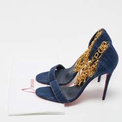 Pre Owned Christian Louboutin Navy Blue Denim Gourmi Sandals Size 38
