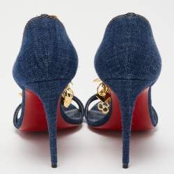 Pre Owned Christian Louboutin Navy Blue Denim Gourmi Sandals Size 38