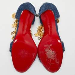 Pre Owned Christian Louboutin Navy Blue Denim Gourmi Sandals Size 38
