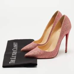 Pre Owned Christian Louboutin Pink Glitter So Kate Pumps Size 38