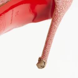 Pre Owned Christian Louboutin Pink Glitter So Kate Pumps Size 38
