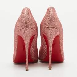 Pre Owned Christian Louboutin Pink Glitter So Kate Pumps Size 38