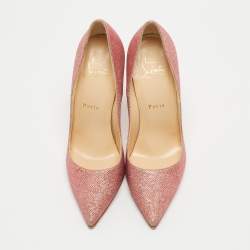 Pre Owned Christian Louboutin Pink Glitter So Kate Pumps Size 38