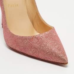 Pre Owned Christian Louboutin Pink Glitter So Kate Pumps Size 38