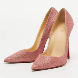 Pre Owned Christian Louboutin Pink Glitter So Kate Pumps Size 38