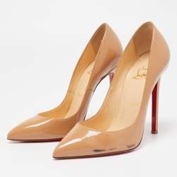 Pre Owned Christian Louboutin Beige Patent Leather So Kate Pointed Toe Pumps Size 37.5