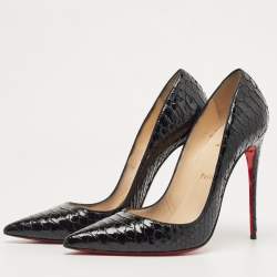 Pre Owned Christian Louboutin Black  Python So Kate Pointed Toe Pump Size 41