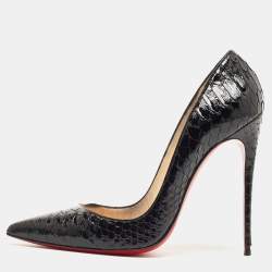 Pre Owned Christian Louboutin Black  Python So Kate Pointed Toe Pump Size 41