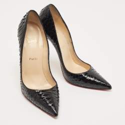 Pre Owned Christian Louboutin Black  Python So Kate Pointed Toe Pump Size 41