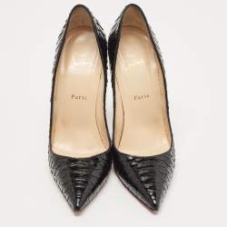 Pre Owned Christian Louboutin Black  Python So Kate Pointed Toe Pump Size 41