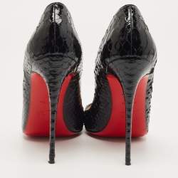 Pre Owned Christian Louboutin Black  Python So Kate Pointed Toe Pump Size 41