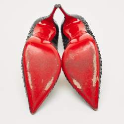 Pre Owned Christian Louboutin Black  Python So Kate Pointed Toe Pump Size 41