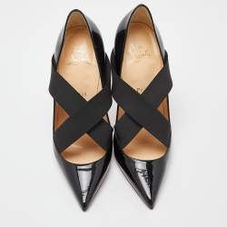 Pre Owned حذاء كريستيان لوبوتان شاربستاغرام جلد أسود لامع مقدمة مدببة مقاس 39.5