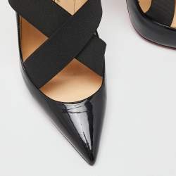 Pre Owned حذاء كريستيان لوبوتان شاربستاغرام جلد أسود لامع مقدمة مدببة مقاس 39.5