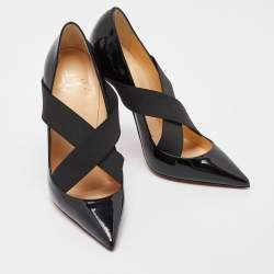 Pre Owned حذاء كريستيان لوبوتان شاربستاغرام جلد أسود لامع مقدمة مدببة مقاس 39.5