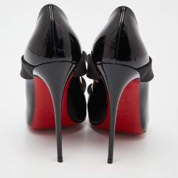 Pre Owned حذاء كريستيان لوبوتان شاربستاغرام جلد أسود لامع مقدمة مدببة مقاس 39.5