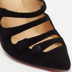 Pre Owned Christian Louboutin Black Suede Viennana Pumps Size 35.5