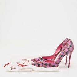 Pre Owned Christian Louboutin Purple Snake Print Satin Iriza Pumps Size 39