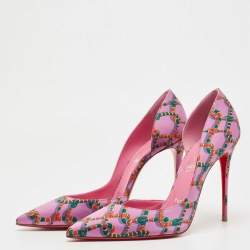 Pre Owned Christian Louboutin Purple Snake Print Satin Iriza Pumps Size 39