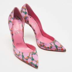 Pre Owned Christian Louboutin Purple Snake Print Satin Iriza Pumps Size 39