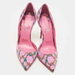 Pre Owned Christian Louboutin Purple Snake Print Satin Iriza Pumps Size 39