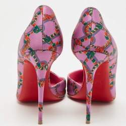 Pre Owned Christian Louboutin Purple Snake Print Satin Iriza Pumps Size 39