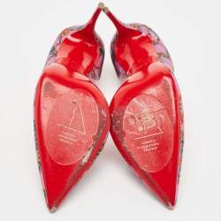 Pre Owned Christian Louboutin Purple Snake Print Satin Iriza Pumps Size 39