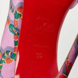 Pre Owned Christian Louboutin Purple Snake Print Satin Iriza Pumps Size 39