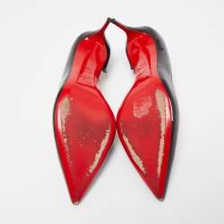 Pre Owned Christian Louboutin Black Patent Leather Iriza D'orsay Pointed Toe Pumps Size 37.5