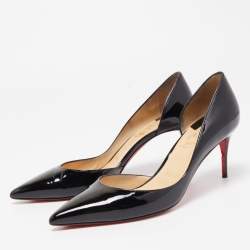 Christian Louboutin Black Patent Leather Iriza D'orsay Pointed Toe