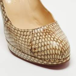 Christian Louboutin Beige Python Leather New Simple Round Toe Pumps Size 36.5