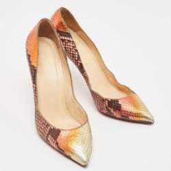 Pre Owned Christian Louboutin Multicolor Python Leather So Kate Pointed Toe Pumps Size 40.5