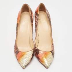 Pre Owned Christian Louboutin Multicolor Python Leather So Kate Pointed Toe Pumps Size 40.5