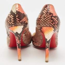 Pre Owned Christian Louboutin Multicolor Python Leather So Kate Pointed Toe Pumps Size 40.5