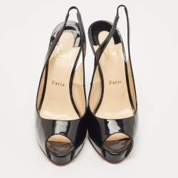 Pre Owned Christian Louboutin Black Patent Private Number Pumps Size 39