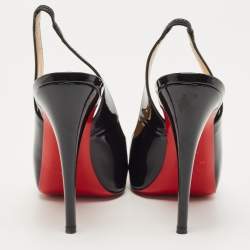 Pre Owned Christian Louboutin Black Patent Private Number Pumps Size 39