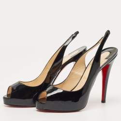 Pre Owned Christian Louboutin Black Patent Private Number Pumps Size 39