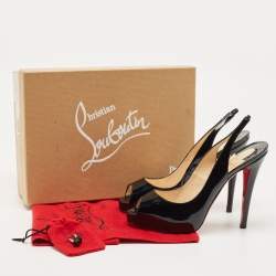 Pre Owned Christian Louboutin Black Patent Private Number Pumps Size 39