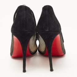 Christian Louboutin Black Mesh and Suede Follies Resille Pumps Size 37.5