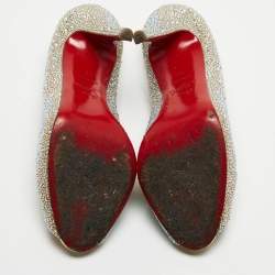 مملوكة مسبقًا Christian Louboutin Metallic Crystal Embellished Leather Very Riche Pumps Size 39