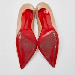 Pre Owned Christian Louboutin Beige Leather Decollete Pumps Size 38