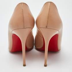 Pre Owned Christian Louboutin Beige Leather Decollete Pumps Size 38