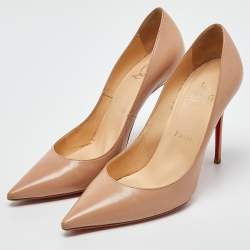 Pre Owned Christian Louboutin Beige Leather Decollete Pumps Size 38