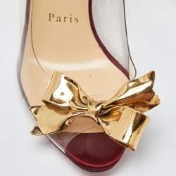 Christian Louboutin Gold Python and PVC Justinodo Peep Toe Pumps Size 36
