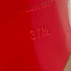 Pre Owned Christian Louboutin Beige Patent Cutout Accent Booties Size 37.5