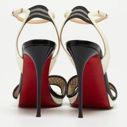 Christian Louboutin Two Tone Mesh and Patent Leather Discoport Sandals Size 37.5